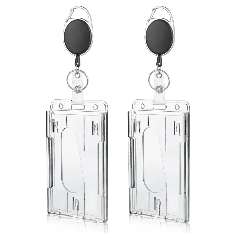 Transparent Cards Slots ID Tag Badge Holder with Badge Reel Cards Storage Organizer Employee Pass Work Card Case Sleeve
