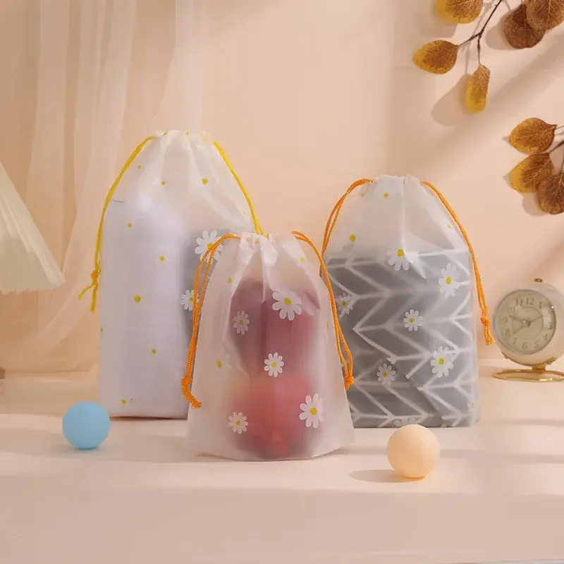 1pcs Transparent Drawstring Makeup Bag Clothes Underwear Shoes Organizer Pouch Travel Toiletries Cosmetic Cartoon Storage Bag