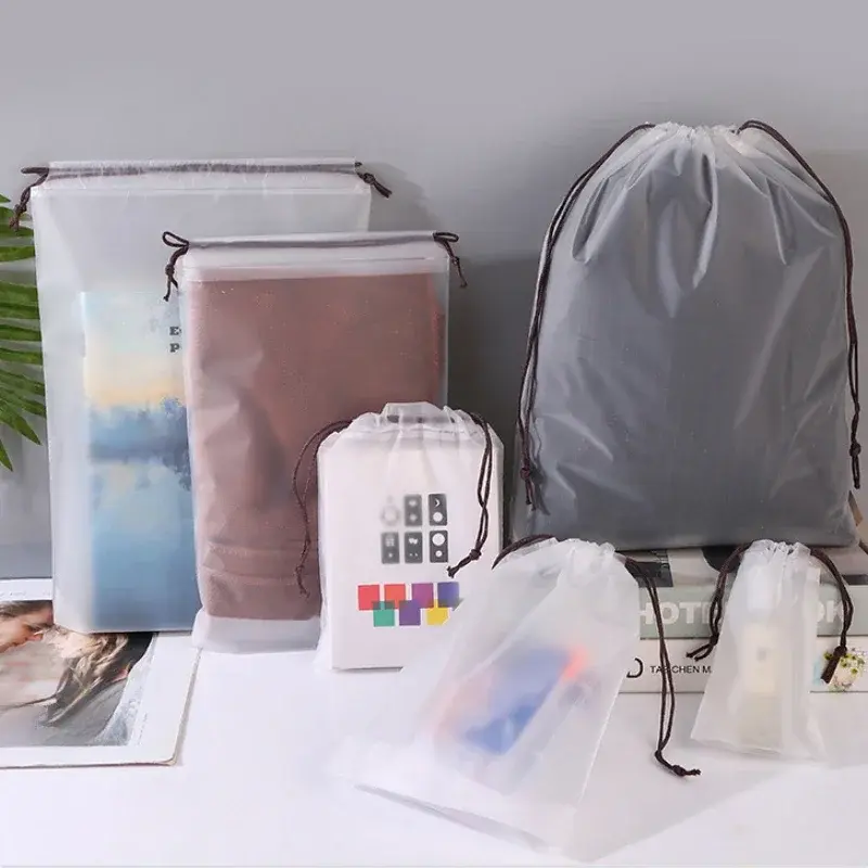 1pcs Transparent Drawstring Makeup Bag Clothes Underwear Shoes Organizer Pouch Travel Toiletries Cosmetic Cartoon Storage Bag