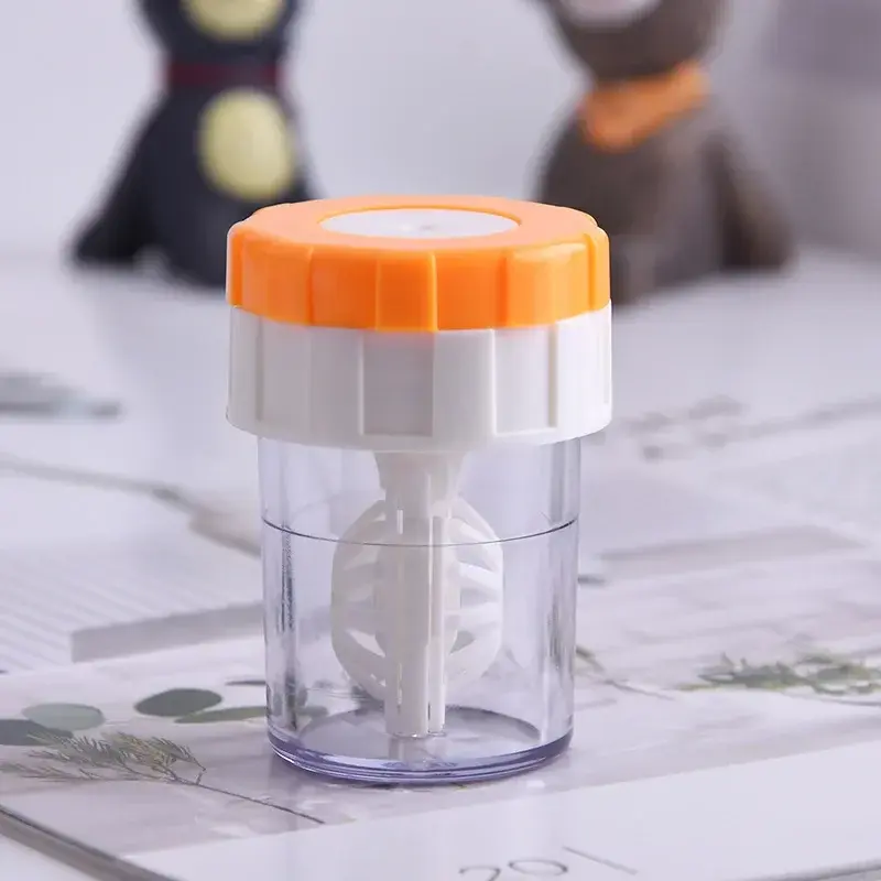 1PC Contact Lenses Cleaning Tools Plastic Color Lens Container Storage Holder Manual Rotation Type Contact Lens Cleaner Case Box