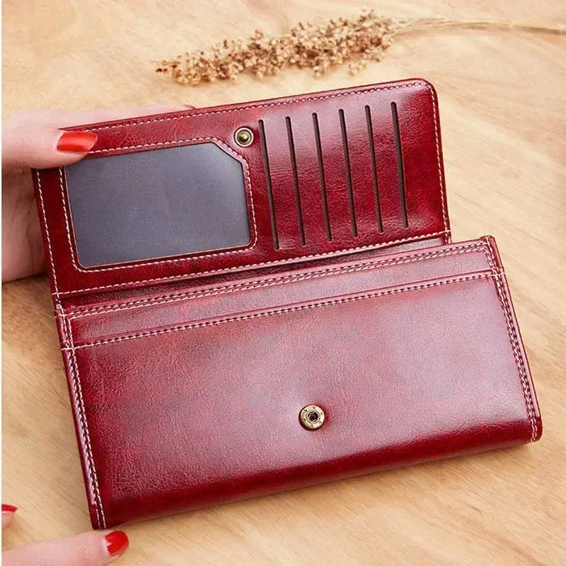 Women's Leather Wallet	Woman Long Wallets Multi Slots Cards Holder Fashion Women Purses Money Bags Clutch Handbags Womens Purse