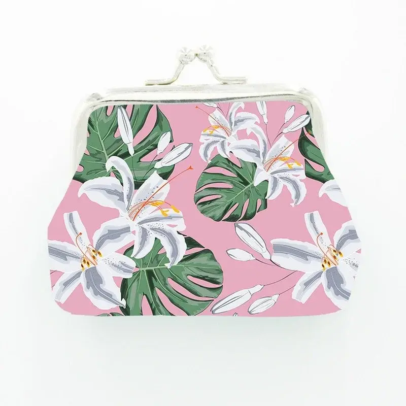 New Leather Coin Purse Women Floral Mini Change Purses Kids Coin Pocket Wallets Earphone Key Card Holder Wallet Bag Pouch