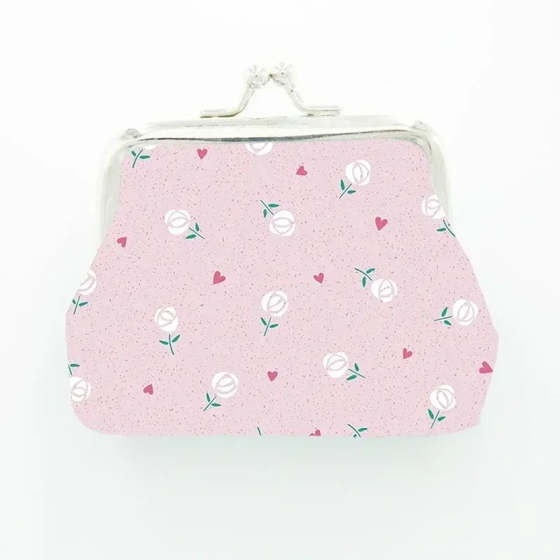 New Leather Coin Purse Women Floral Mini Change Purses Kids Coin Pocket Wallets Earphone Key Card Holder Wallet Bag Pouch