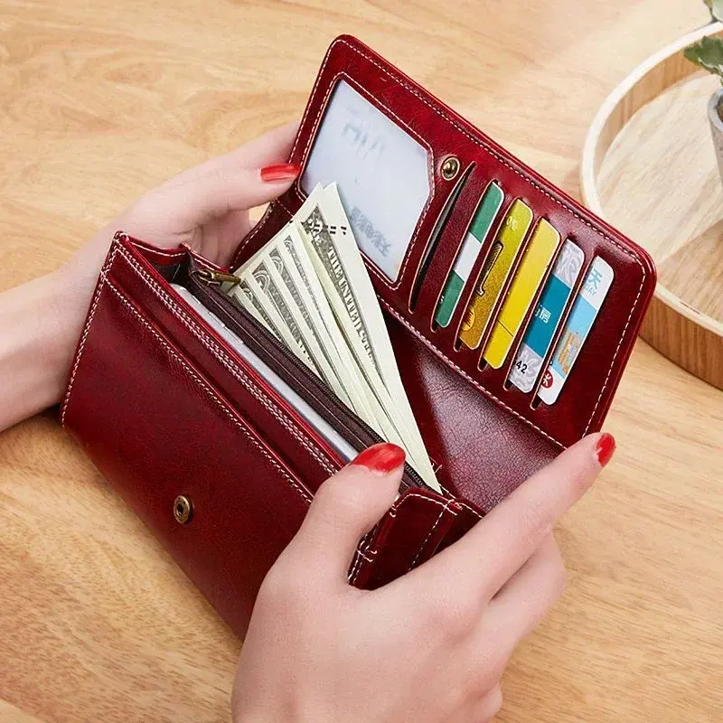 Women's Leather Wallet	Woman Long Wallets Multi Slots Cards Holder Fashion Women Purses Money Bags Clutch Handbags Womens Purse