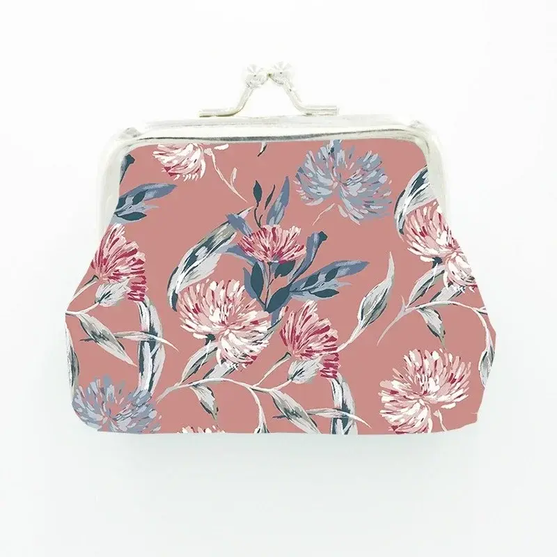 New Leather Coin Purse Women Floral Mini Change Purses Kids Coin Pocket Wallets Earphone Key Card Holder Wallet Bag Pouch