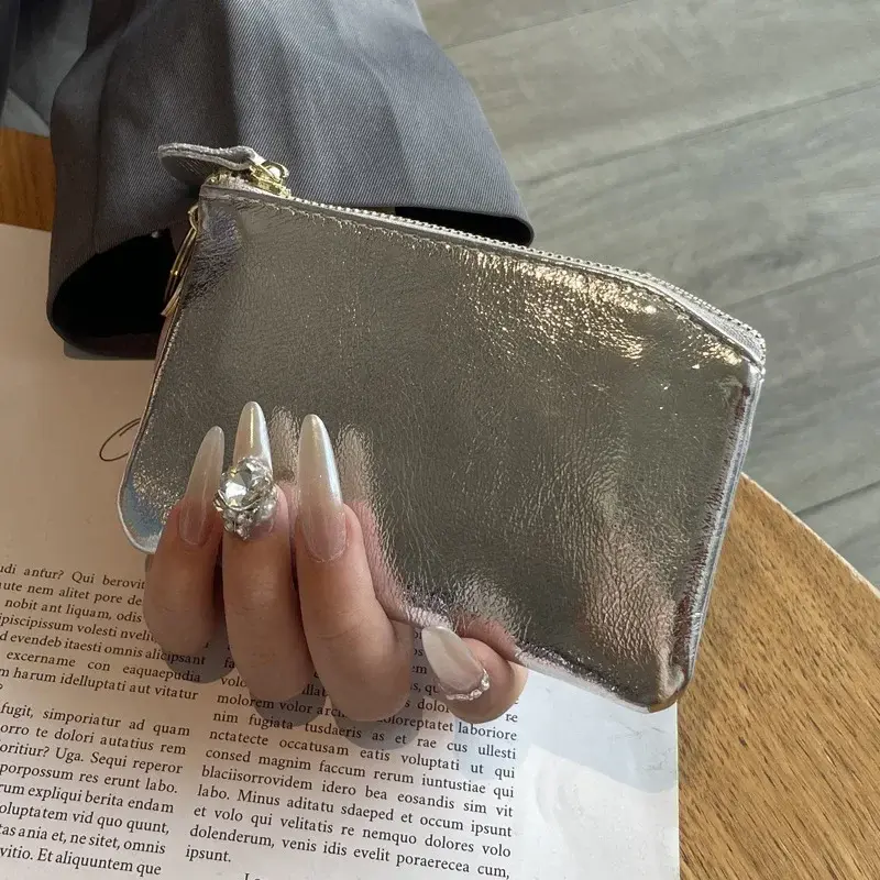 Fashion Genuine Leather Zipper Coin Purse Mini Cute Wallet for Women Portable Key Card Holder Coin Bag Pouch with Keychain