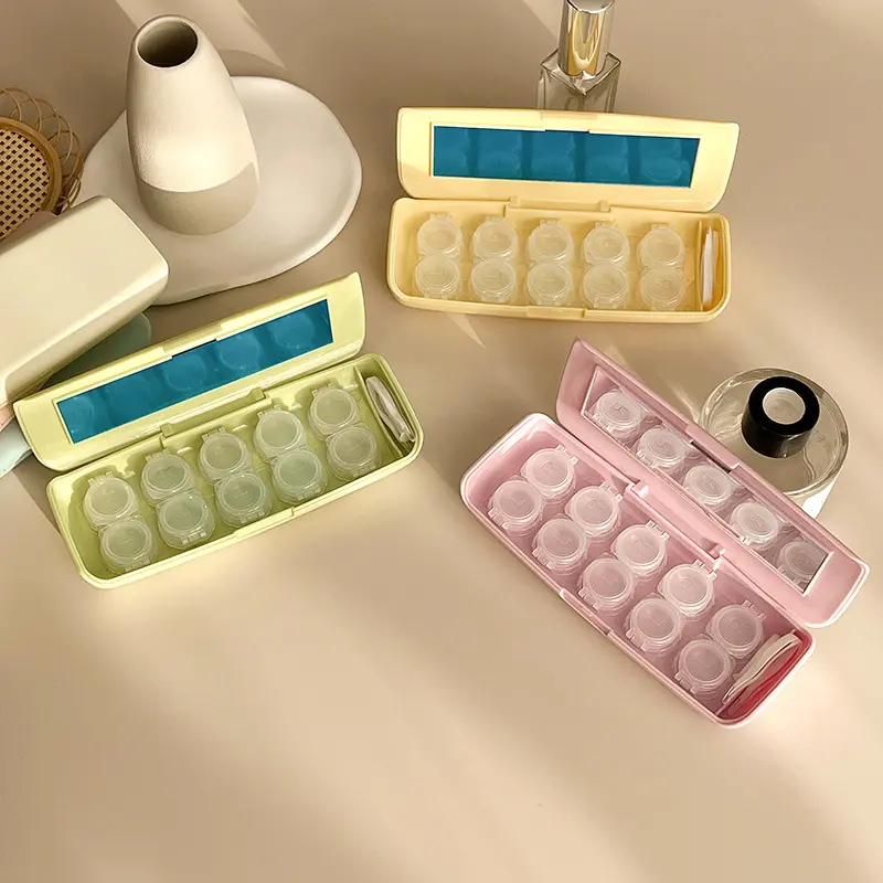 5Pairs/box Contact Lens Case Eye Contact Lens Box Women Travel Contact Lenses Case Soak Container Lenses Box for Beauty Pupil