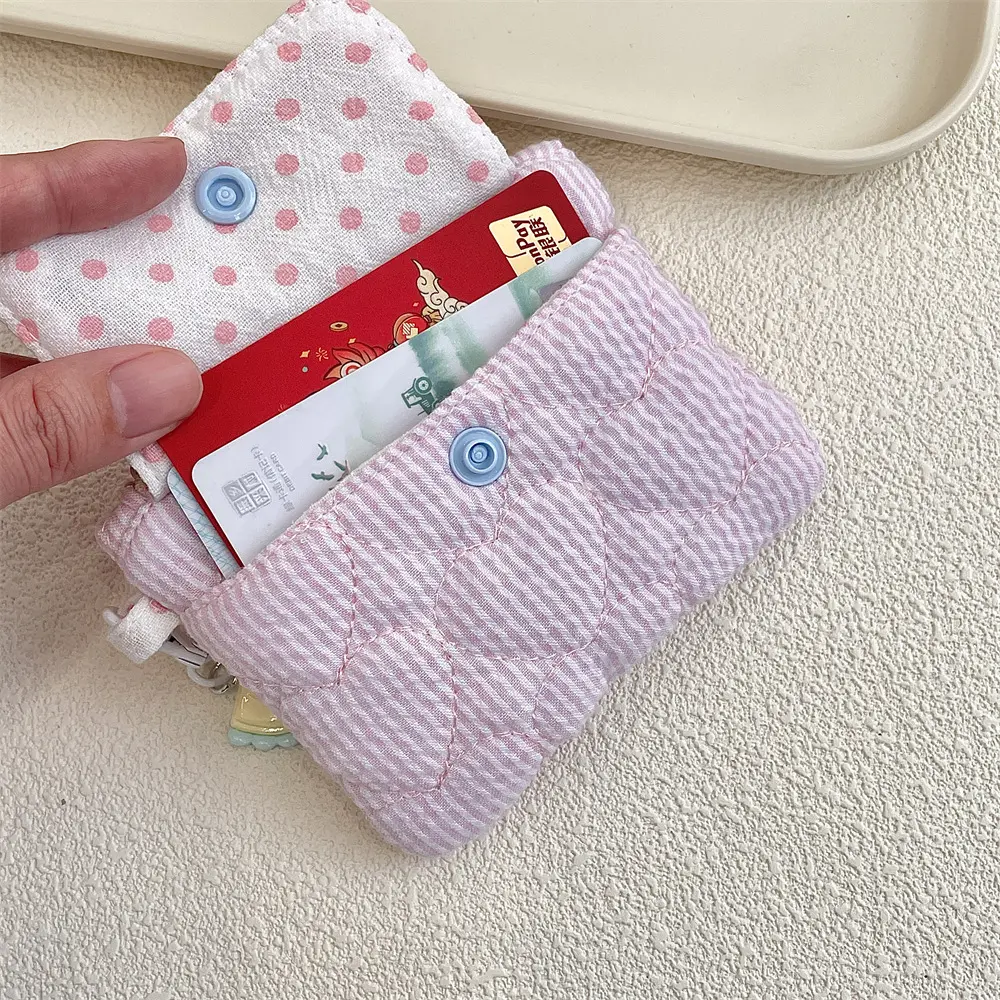 Kawaii Cartoon Mini Stripe Zipper Wallet Girl Cute Canvas Coin Wallet Card Bag Key Storage Bag Children's Birthday Party Gifts
