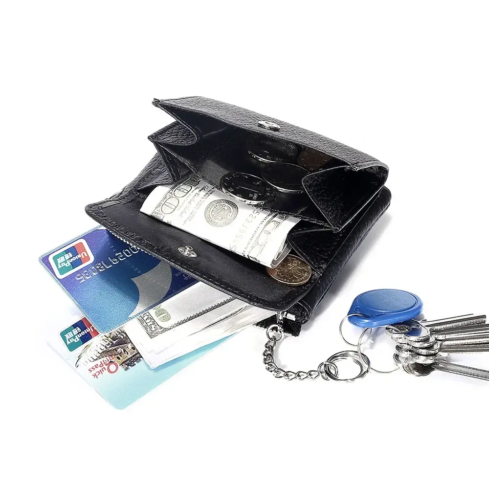 Women's Short Genuine Leather Wallet Zipper Coin Bag clutch purse Large Capacity Card Bag Fashion Simple Women's Small Wallet