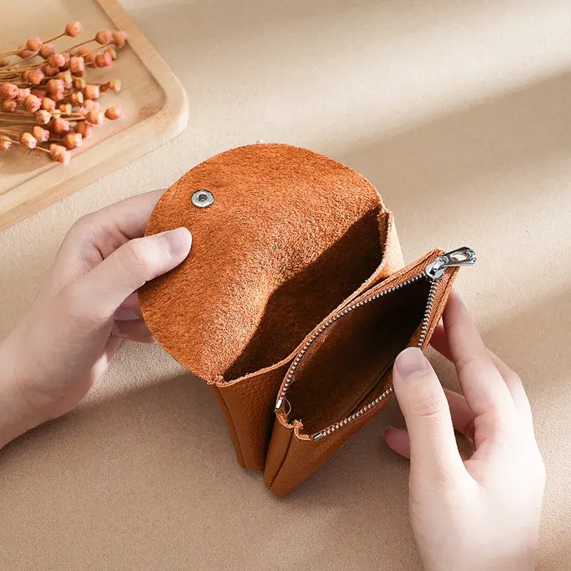 Top Layer Cowhide Coin Purse for Women New Genuine Leather Key Holder Card Holder Coin Wallet