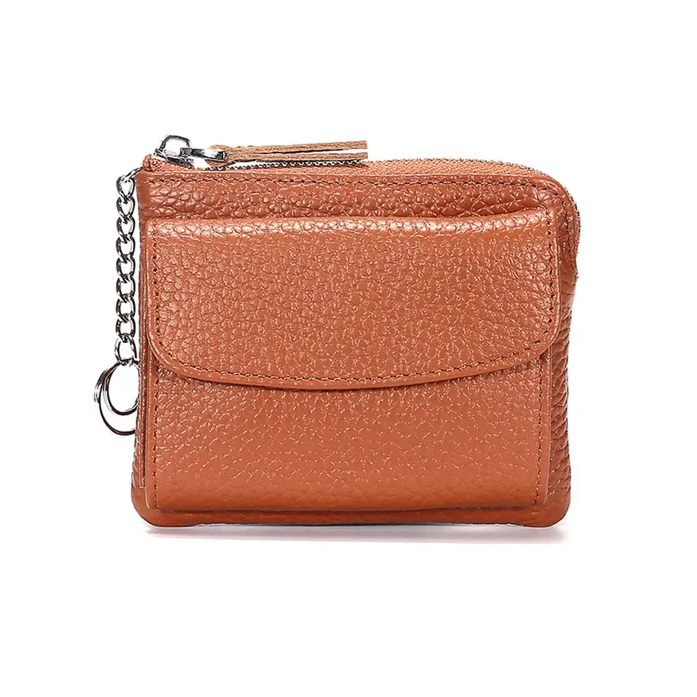 Women's Short Genuine Leather Wallet Zipper Coin Bag clutch purse Large Capacity Card Bag Fashion Simple Women's Small Wallet