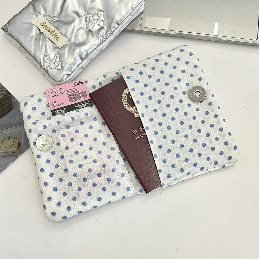 Cute Korean Bow Passport Holder for Women Traveling, ID Card and Ticket Clip Wallet Cover