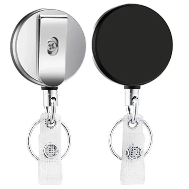 1pcs Retractable Badge Reel ID Card Lanyard Name Tag Metal Key Chain Ring Belt Clip Pull Keyring Id Badge Holder Badge Clip