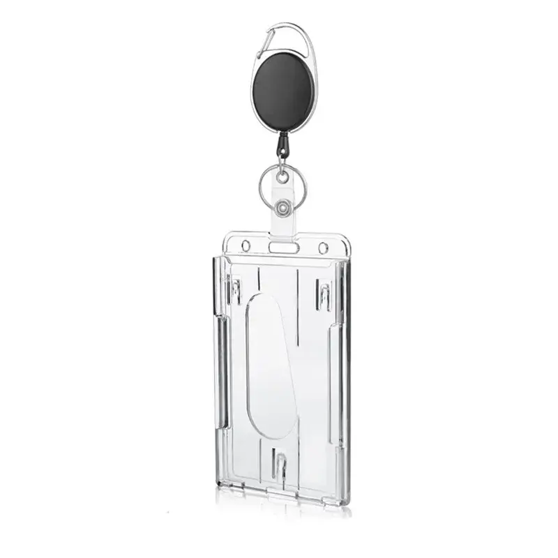1pcs Retractable Badge Reel ID Card Lanyard Name Tag Metal Key Chain Ring Belt Clip Pull Keyring Id Badge Holder Badge Clip