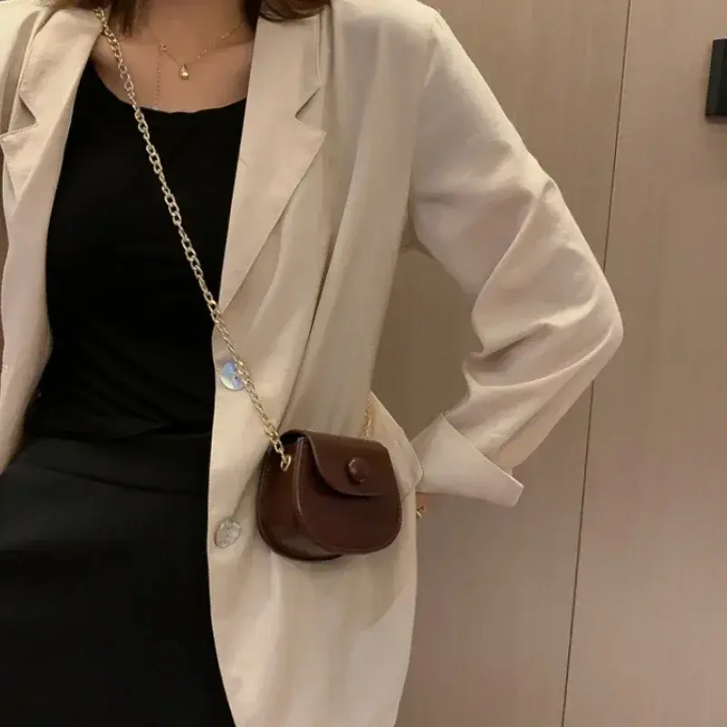 Cute Mini Shoulder Bag for Women Fashion Solid Color Chain Crossbody Bag Small Earphone Lipstick Storage Bag Handbags