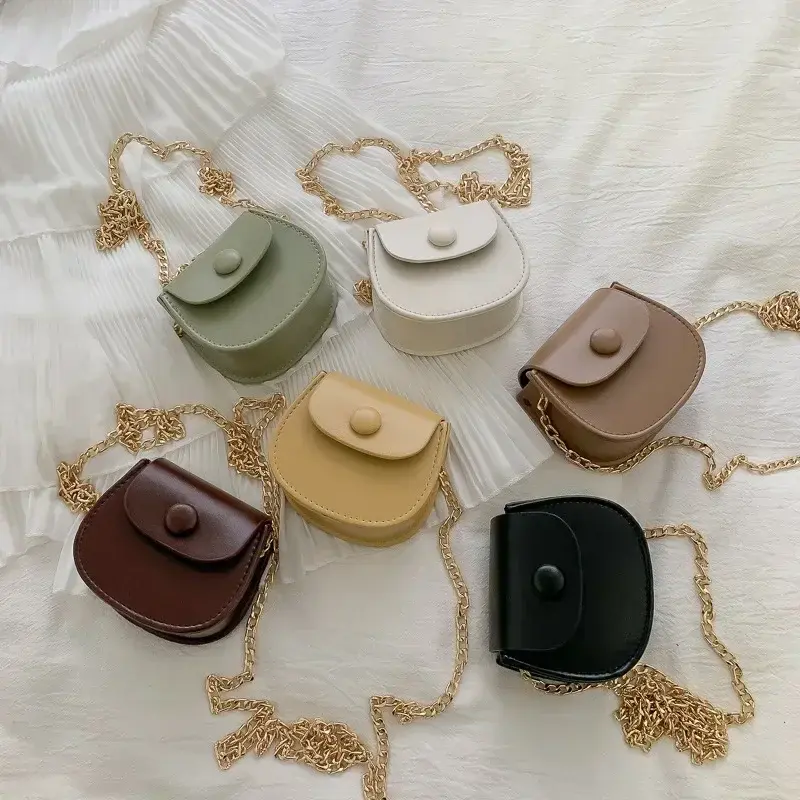 Cute Mini Shoulder Bag for Women Fashion Solid Color Chain Crossbody Bag Small Earphone Lipstick Storage Bag Handbags