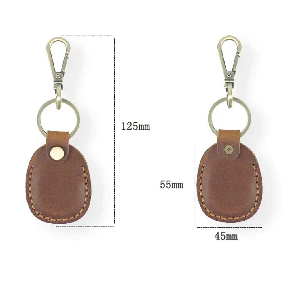Vintage Leather Access Card Holder Keychain Round Water Drop Access Cards Protective Case Fashion Keyring Card Bag