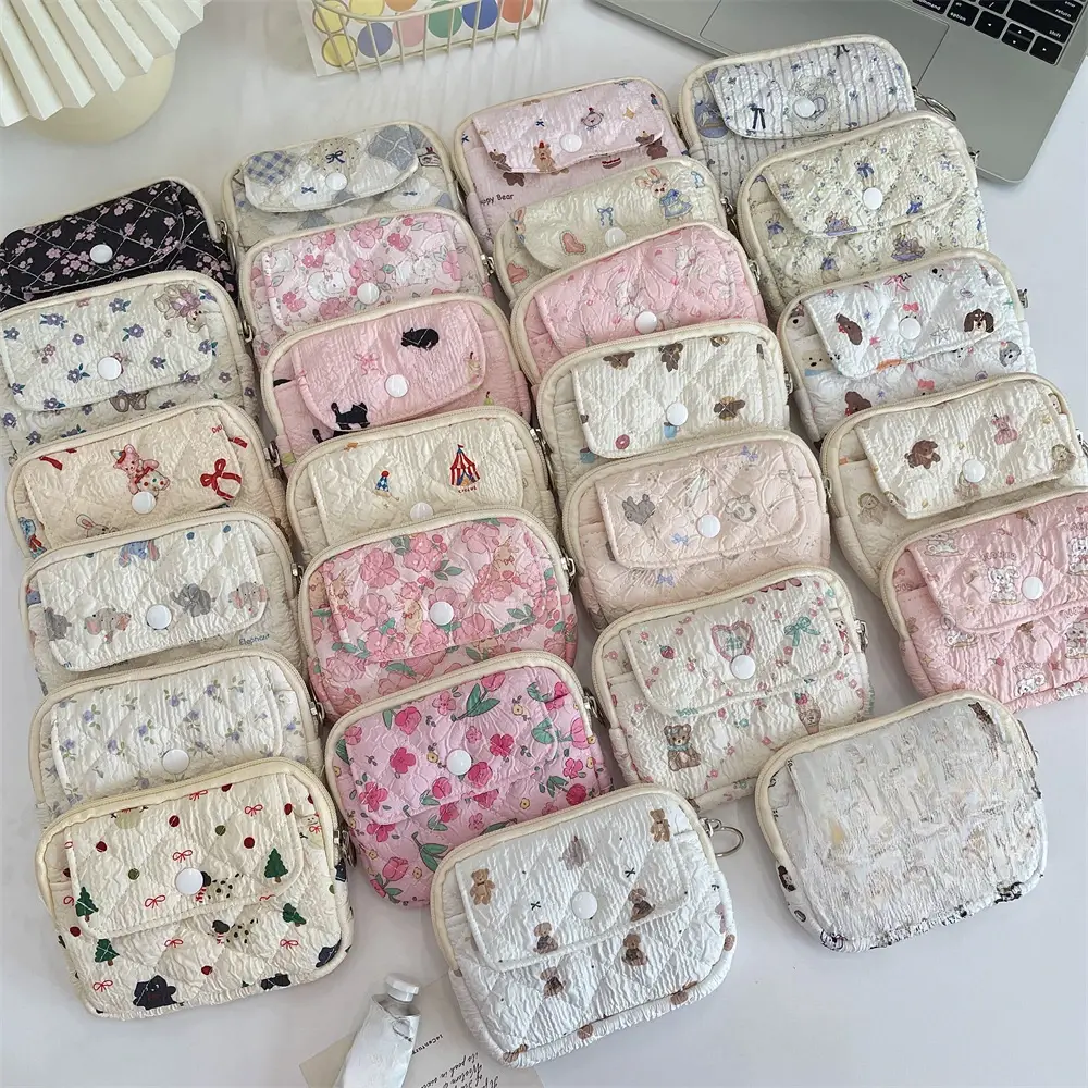 Small Square Cartoon Coin Bag Lipstick Key Earphone Organizer Holder Bus Bank ID Credit Cards Pouch Case Mini Storage Wallet