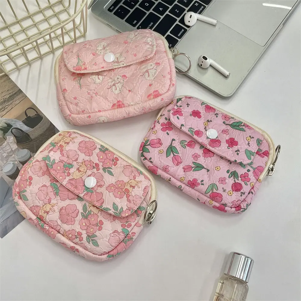 Small Square Cartoon Coin Bag Lipstick Key Earphone Organizer Holder Bus Bank ID Credit Cards Pouch Case Mini Storage Wallet