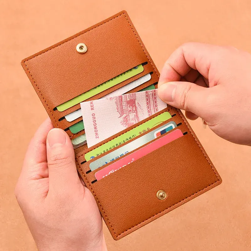 Ultra-thin Small Bank Card Multi Card Slot Card Holder Wallet Women Men Credit Card Bag Male Card Holder Solid Leather Wallet