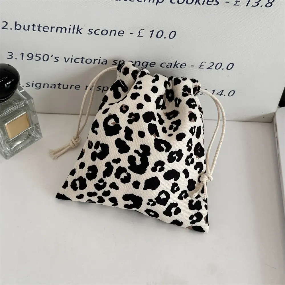 Cotton Floral Drawstring Cosmetic Bags Fashion Girl Coin Bags Purse Keys Earphone Lipstick Toiletry Makeup Organizer Pocket Bags