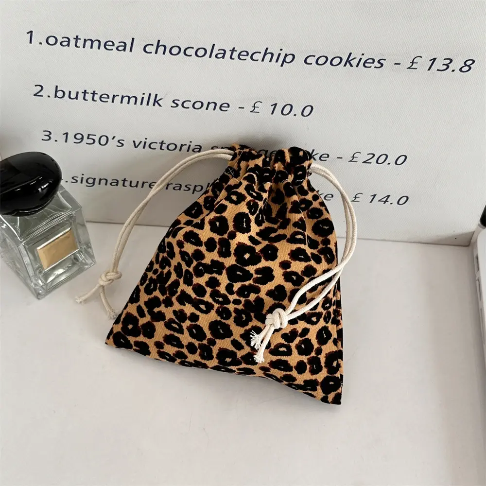 Cotton Floral Drawstring Cosmetic Bags Fashion Girl Coin Bags Purse Keys Earphone Lipstick Toiletry Makeup Organizer Pocket Bags