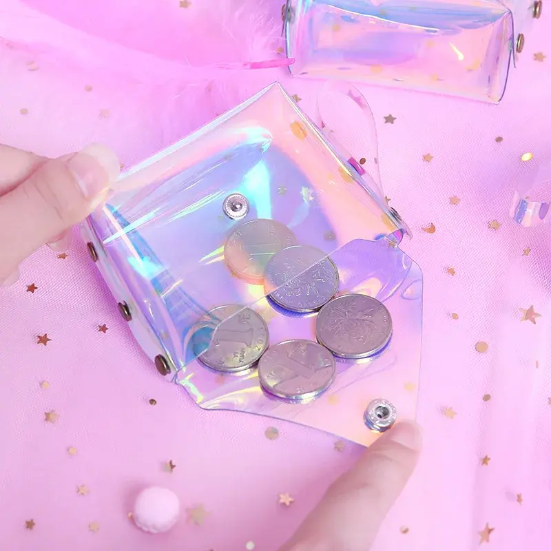 Transparent Coin Purse Women Small Wallet Female Change Purses Mini Children's Pocket Wallets Key Card Holder PVC Hand Bags