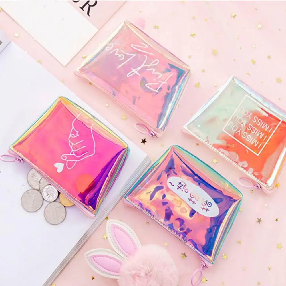 Transparent Coin Purse Women Small Wallet Female Change Purses Mini Children's Pocket Wallets Key Card Holder PVC Hand Bags