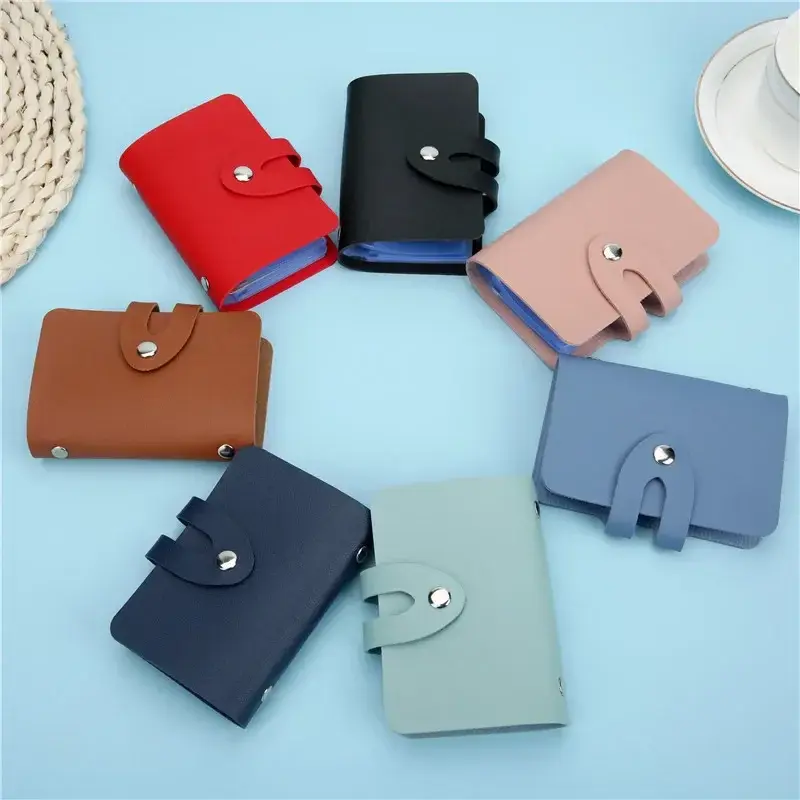 Business Card Holder Wallet Women/men Black/pink/blue/green/red/brown Bank/ID/Credit Card Holder 24 Bits Card Wallet Case