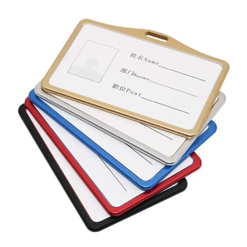Fashion Metal Card Cover Case Bank Business Work Card Holder with ABS Retractable Badge Reel Lanyard Credit ID Card Badge Bag