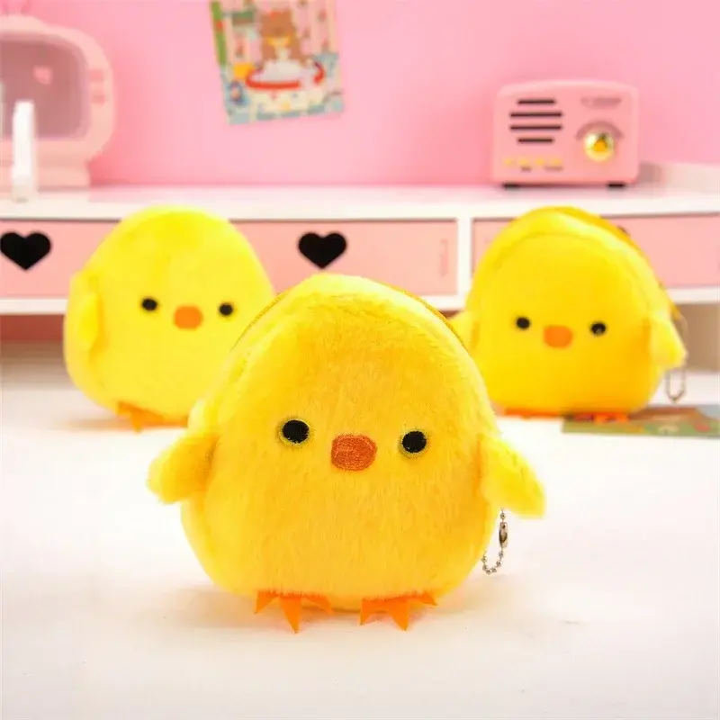 1PC Cute Animal Plush Coin Purse Zipper Change Purse with Keychain Small Headphone Lipstick Bag Mini Wallet Money Bag Kids Gift