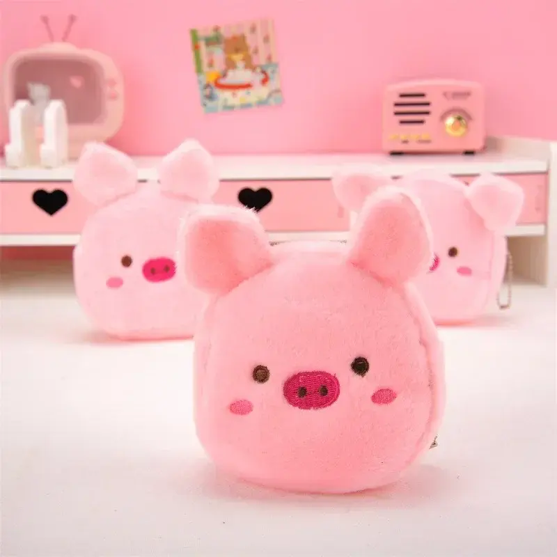 1PC Cute Animal Plush Coin Purse Zipper Change Purse with Keychain Small Headphone Lipstick Bag Mini Wallet Money Bag Kids Gift