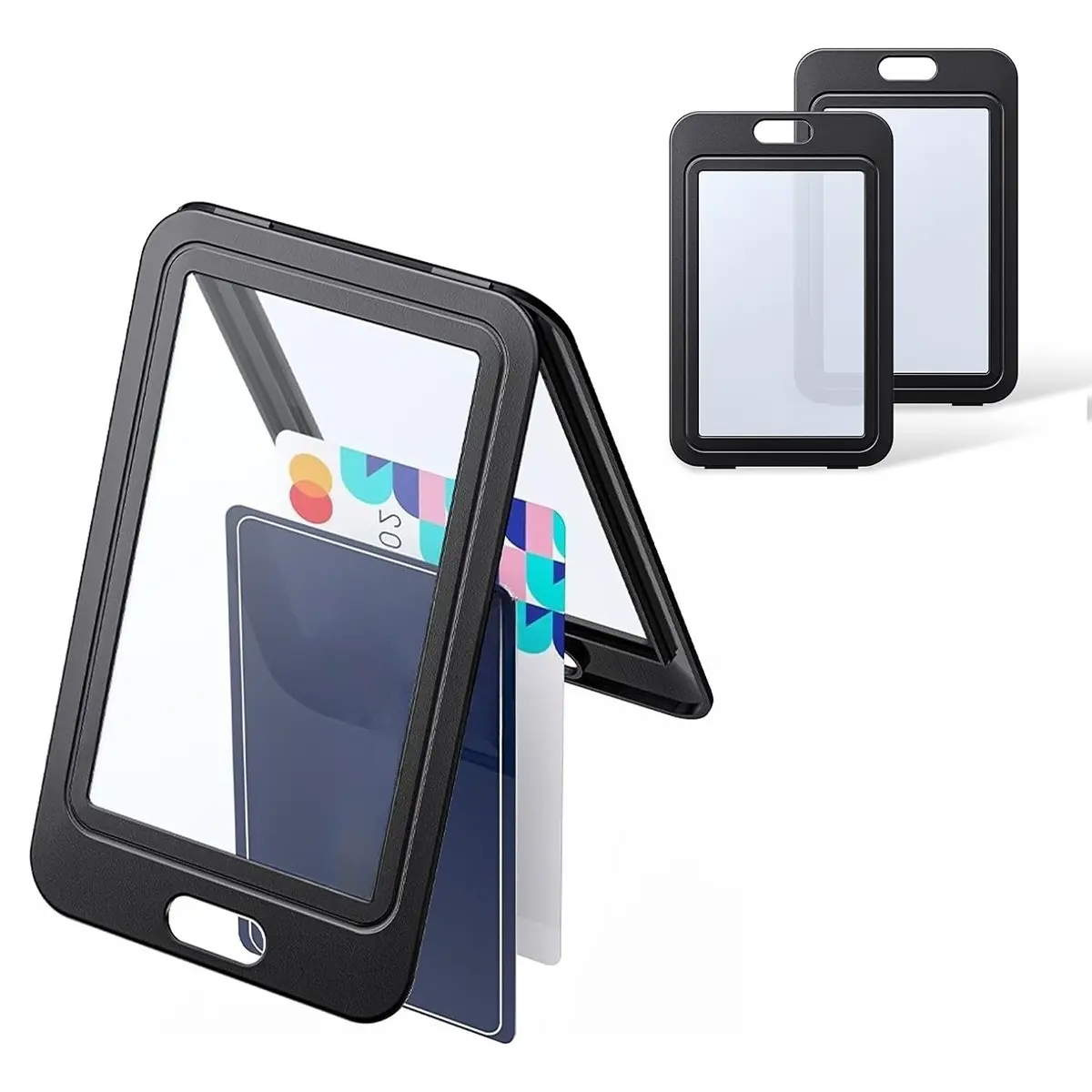 1 PCS Transparent Work Card Badge Holder Office Staff Employees ID Card Clear Pass Name Work Card Cover Case Sleeve Black