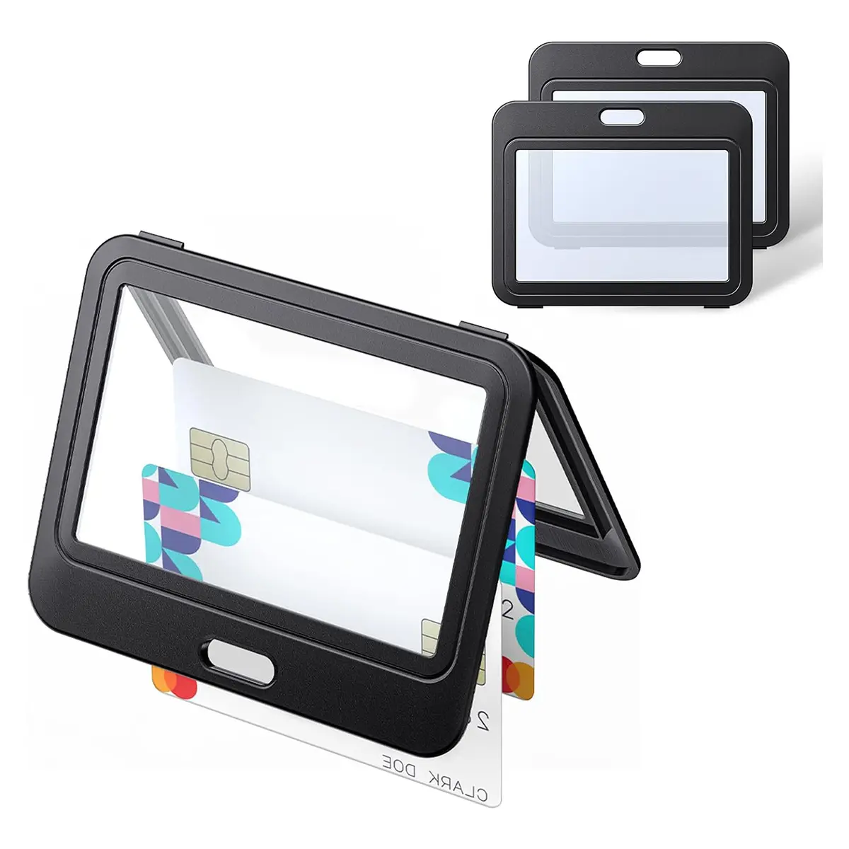 1 PCS Transparent Work Card Badge Holder Office Staff Employees ID Card Clear Pass Name Work Card Cover Case Sleeve Black