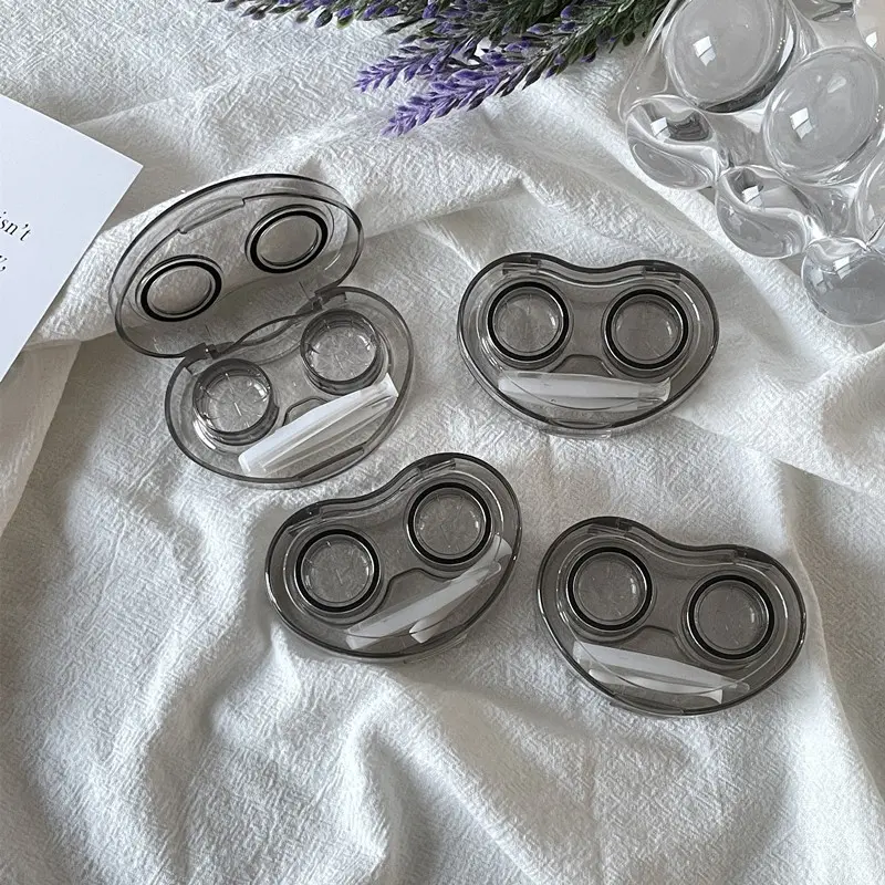 Heart-Shaped Contact Lens Cases for Women Portable Travel Contact Lens Box with Tweezer and Suction Stick