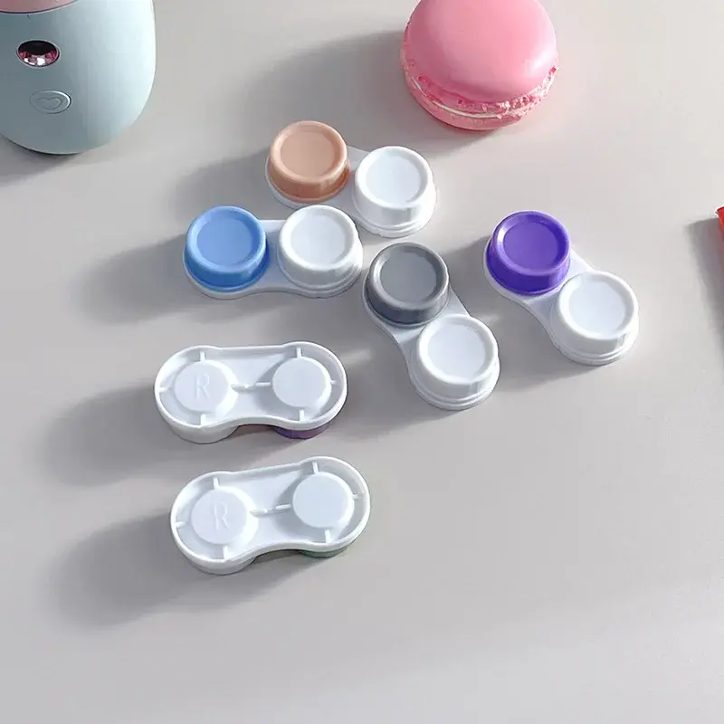 1 Pcs Lot Colored Contact Lenses Case L+R Contact Lens Case for Eyes Contacts Travel Kit Holder Lens Container