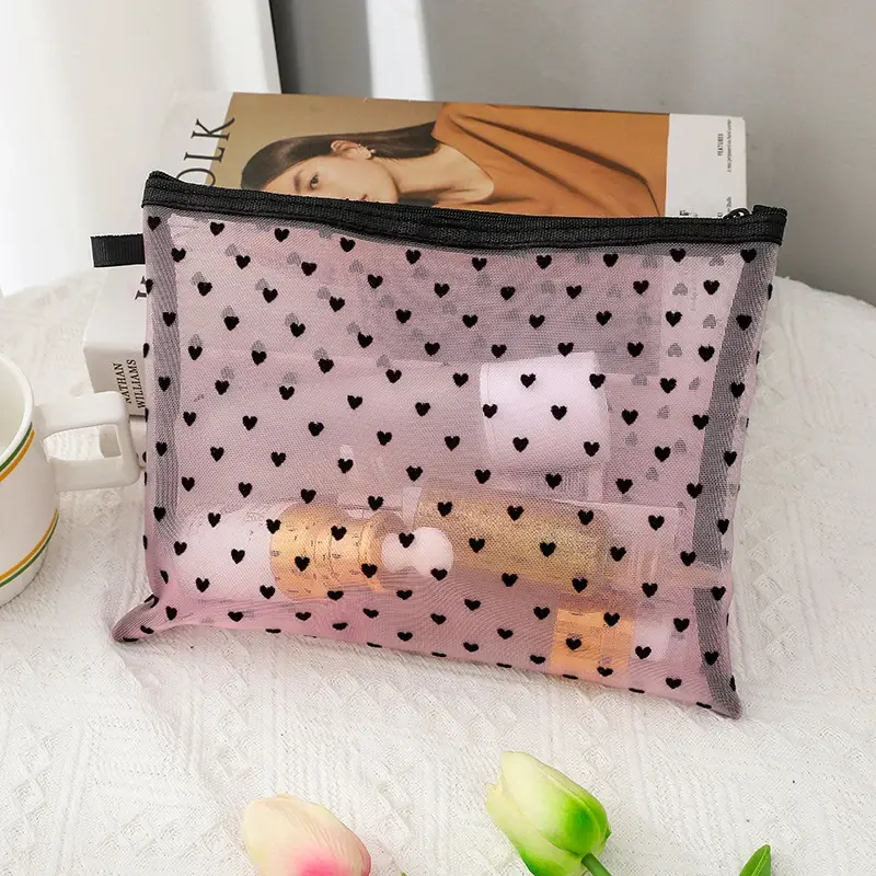 1pcs Mesh Clear Cosmetic Bags Small Large Black Makeup Bag Portable Travel Toiletry Organizer Case Lipstick Storage Pouch