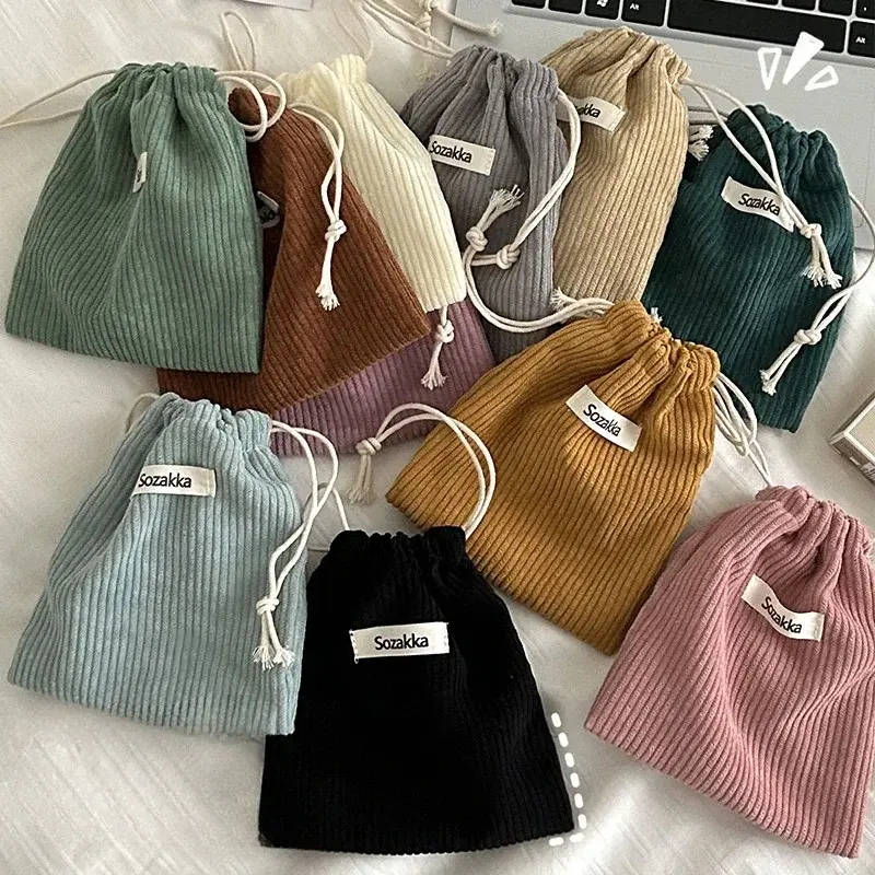1pcs Solid Color Drawstring Cosmetic Bag Travel Cosmetic Lipstick Candy Organizer Pouch Christmas Gift Packaging Bag Storage Bag