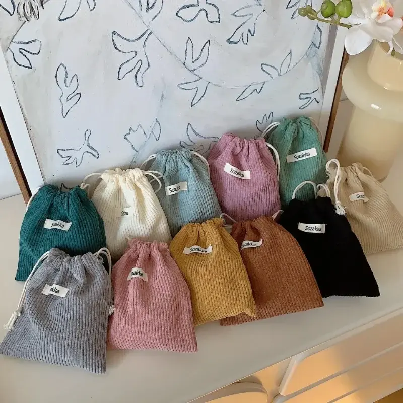 1pcs Solid Color Drawstring Cosmetic Bag Travel Cosmetic Lipstick Candy Organizer Pouch Christmas Gift Packaging Bag Storage Bag