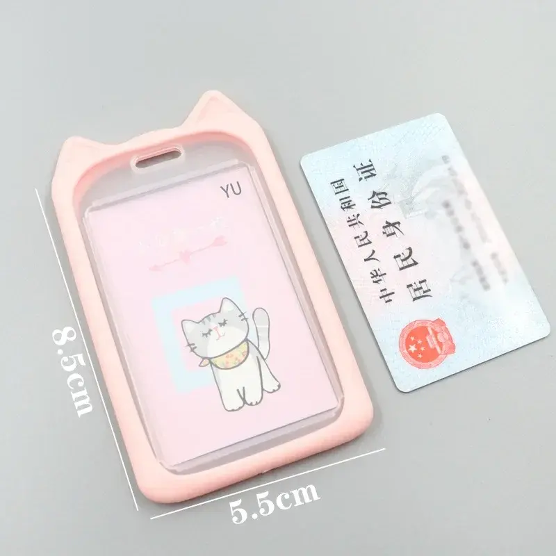 1PC Cute Cartoon Cat Card Holder Bank Identity Bus ID Card Holder Case with Retractable Reel Lanyard Credit Cover Case Kids Gift