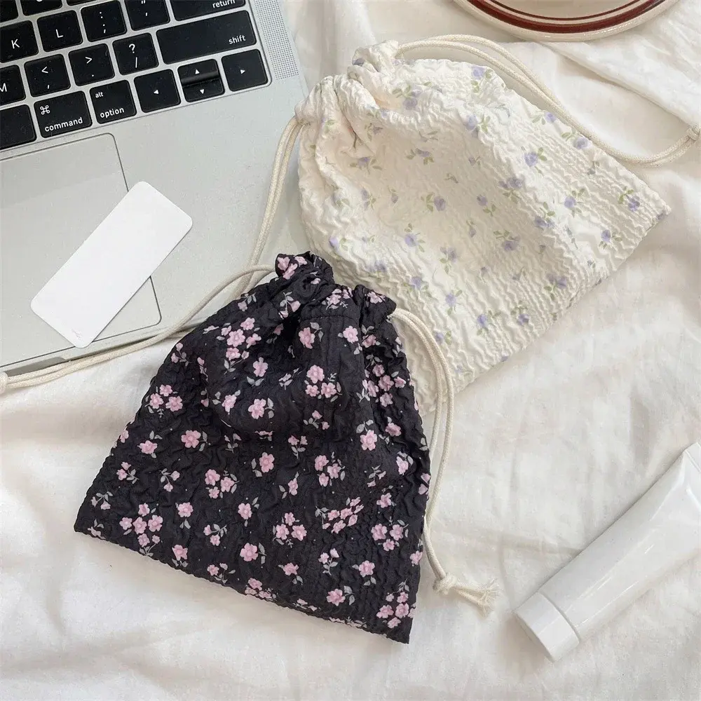 Cute Bear Cartoon Drawstring Bags Women Cosmetic Bag Large Capacity Makeup Bag Christmas Gift Packaging Coin Purse Pouch