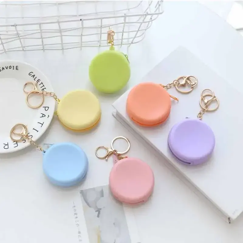 Cute Colored Round Silicone Coin Purse Small Women Girls Coin Key Bag Wallet Mini Data Cable Headset Bag Purses Kid Gift