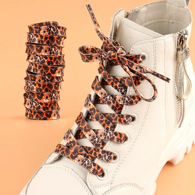 1Pair 100/120/140/160CM Fashion Leopard Patten Print Shoelace New Unisex Sneakers Canvas Shoe Flat Shoes Strings