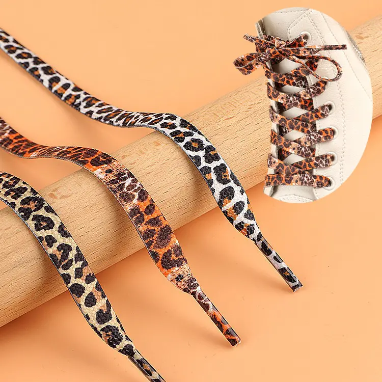 1Pair 100/120/140/160CM Fashion Leopard Patten Print Shoelace New Unisex Sneakers Canvas Shoe Flat Shoes Strings