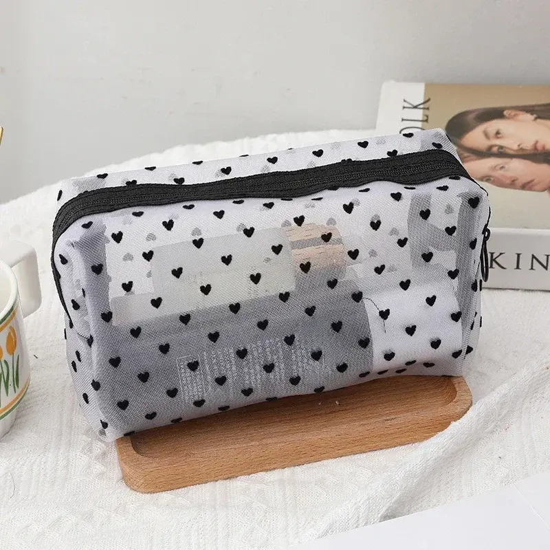 New Mesh Transparent Cosmetic Bags Small Large Clear Purple Makeup Bag Portable Travel Toiletry Organizer Lipstick Storage Pouch