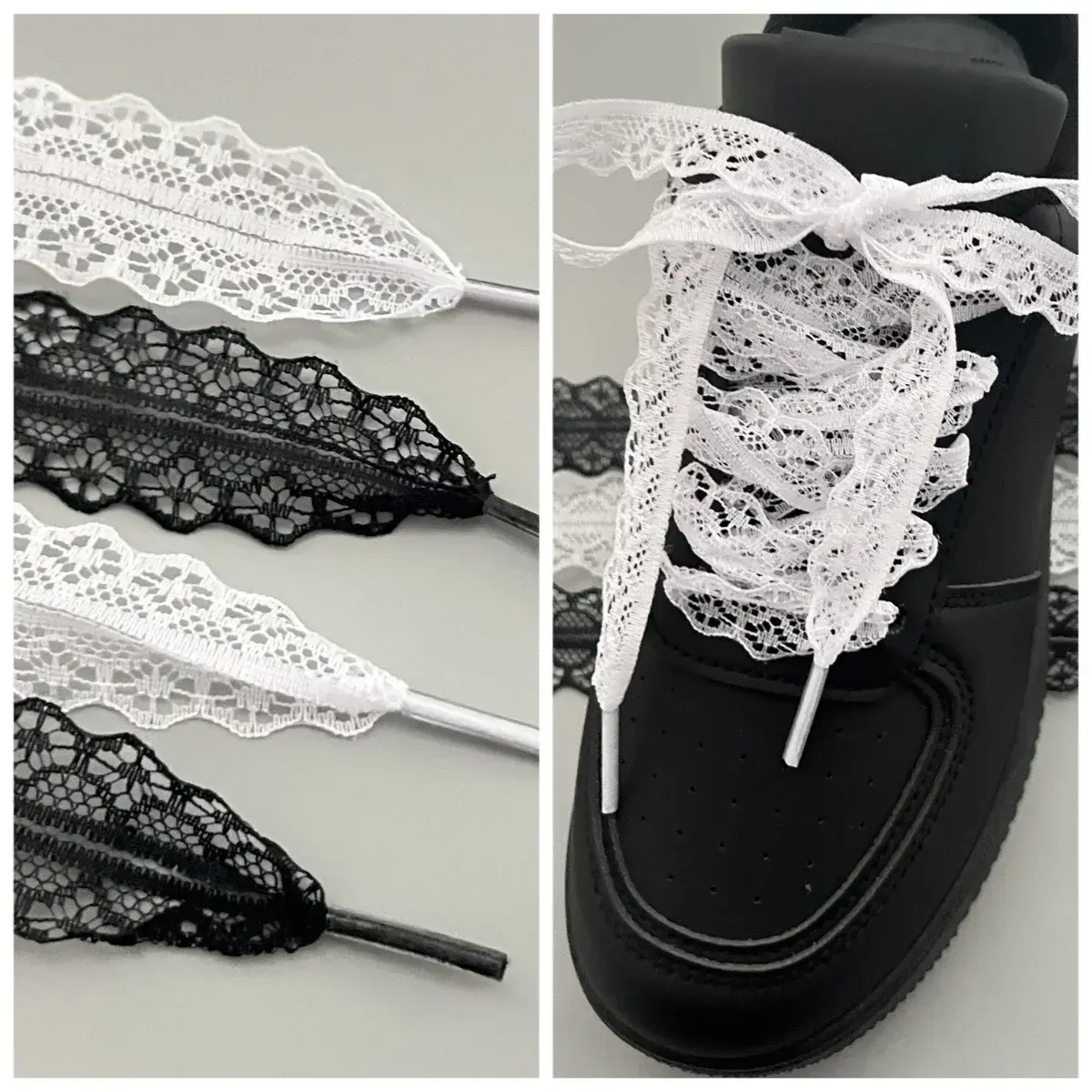 Lace Shoelaces for Women Casual Shoes 2.9CM Width Flat Shoelace for Sneakers Black White Shoe Laces Accessorices
