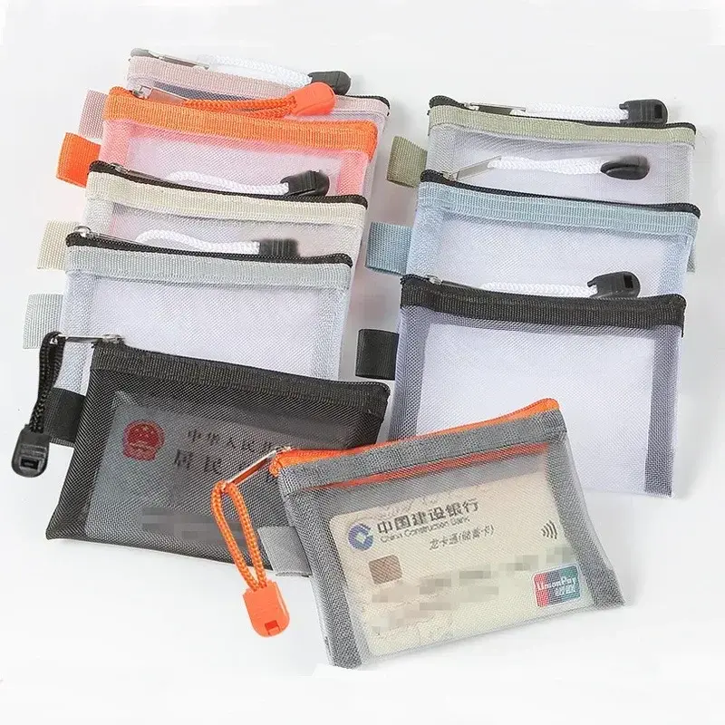 Mesh Coin Purse Wallet for Women Clear Zipper Pouch Storage Bags Girl Card Holder Key Money Small Purses