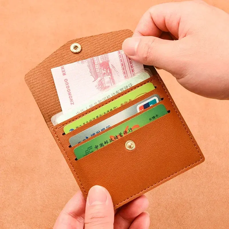 Leather Multi-card Slot Card Holder Portable Wallet Men Women Bank Credit Card Organizer Case Card Wallet for Business Travel