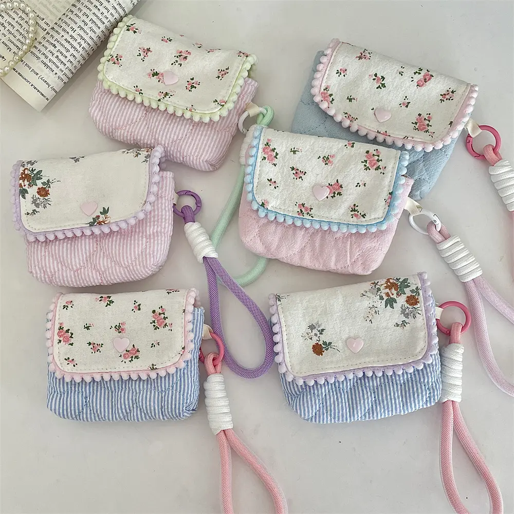 1 Pc Cute Student Coin Purse Card Bag Floral Korean Fashion Wallet Card Holder for Girls Portable Cute Small Storage Bag