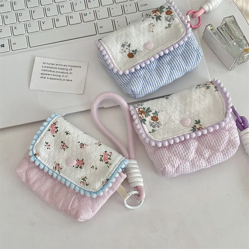1 Pc Cute Student Coin Purse Card Bag Floral Korean Fashion Wallet Card Holder for Girls Portable Cute Small Storage Bag